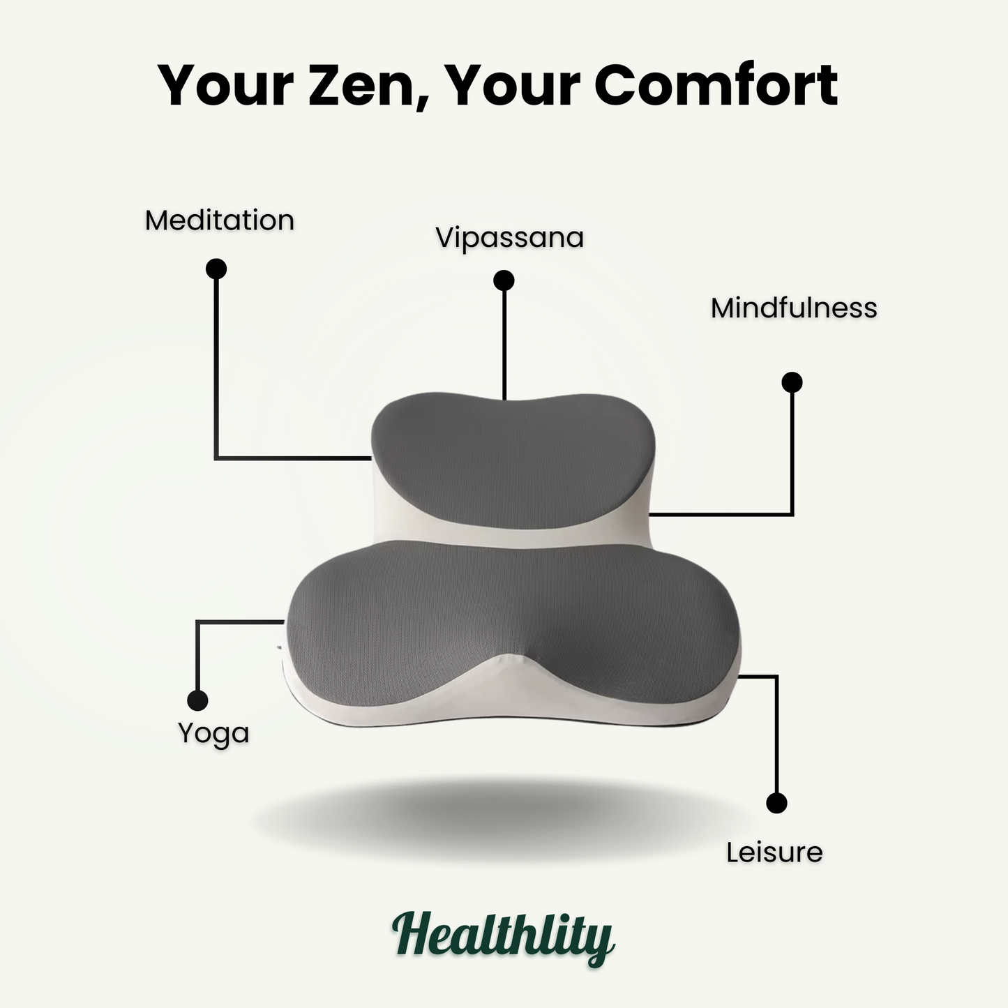 Ergonomic Meditation Cushion for Pain-Free Sitting, Deeper Practice & Comfort