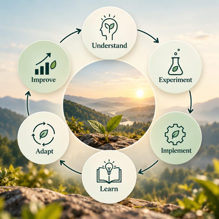 Understand → Experiment → Implement → Learn → Adapt → Improve